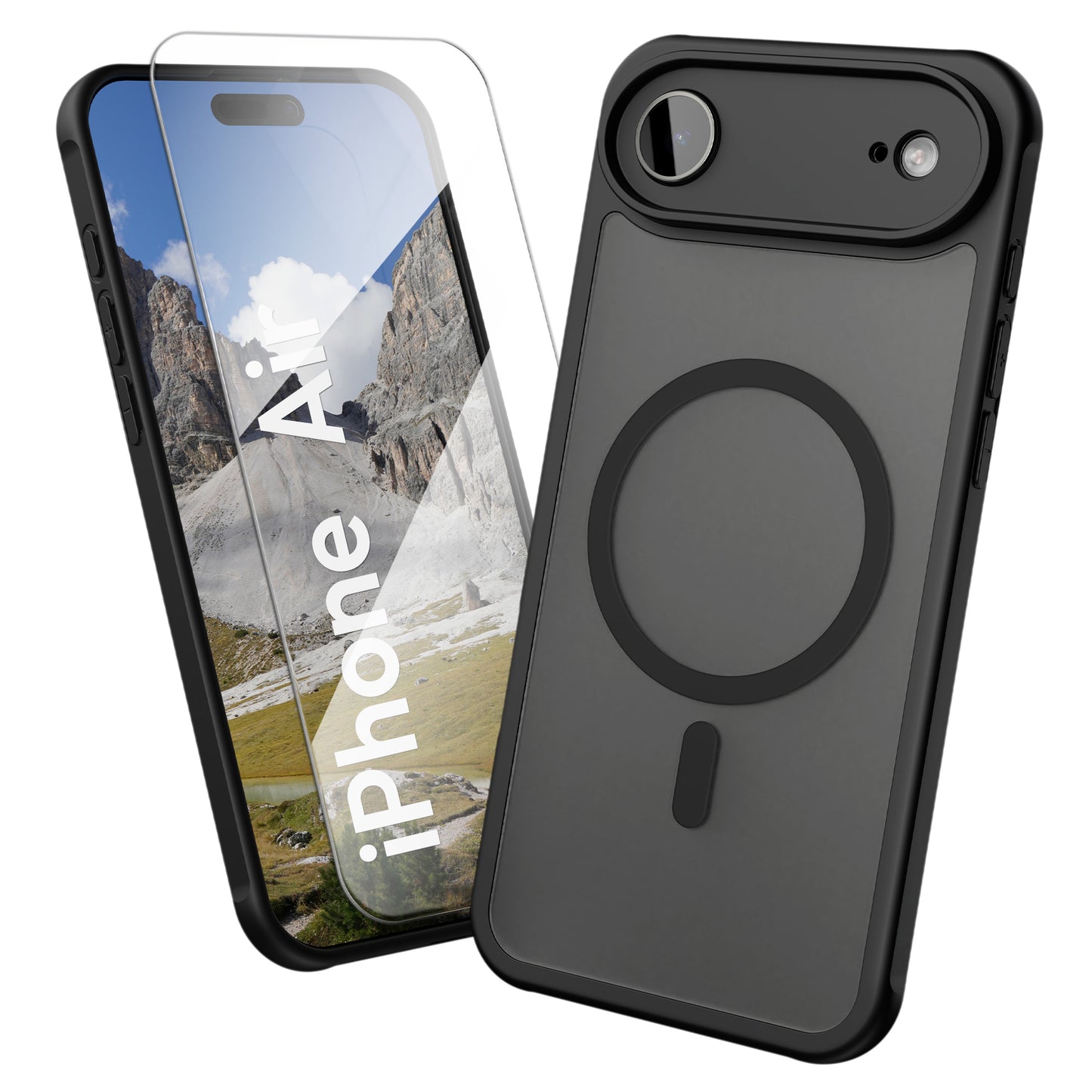 Oakshield Hülle für Apple iPhone Air Hülle - Handyhülle [kompatibel mit MagSafe] - TPU Schutzhülle [robuster Fallschutz] - Mit [Schutzglas] - Case Schwarz Schwarz  