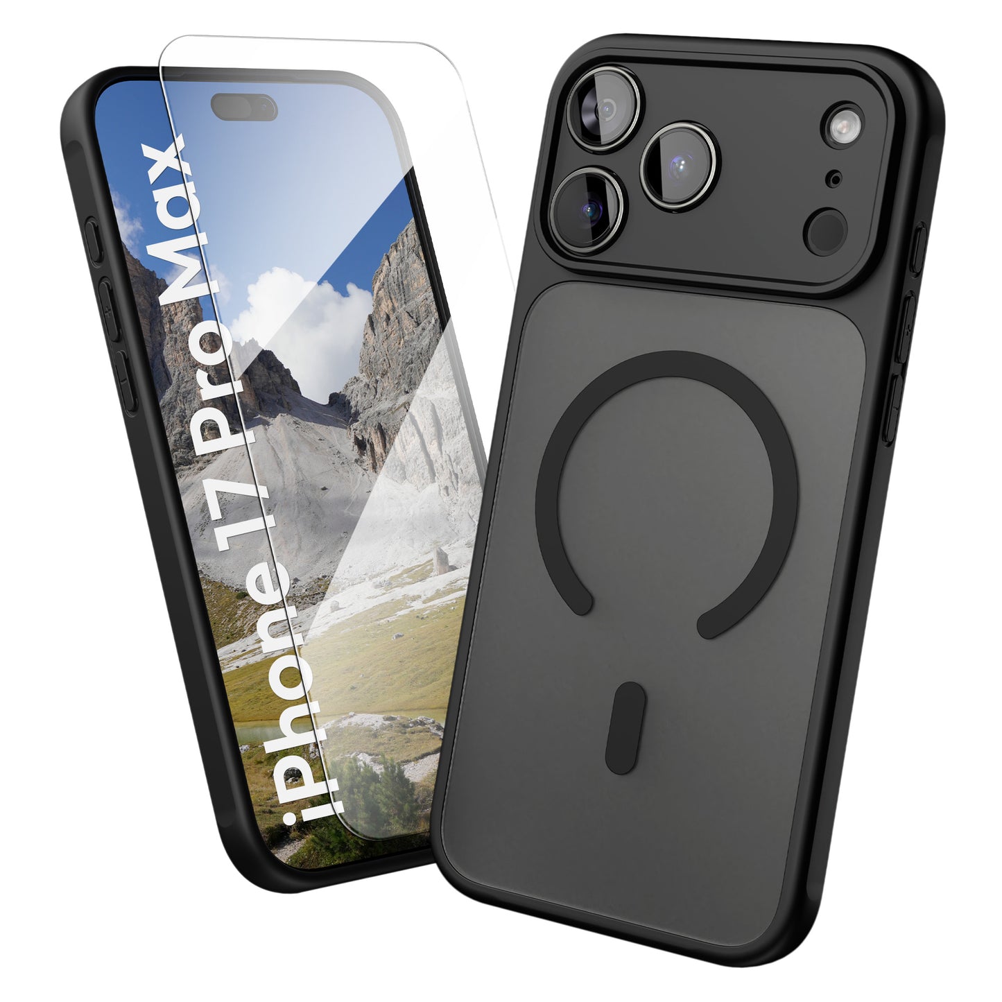 Oakshield Hülle für Apple iPhone 17 Pro Max Hülle - Handyhülle [kompatibel mit MagSafe] - TPU Schutzhülle [robuster Fallschutz] - Mit [Schutzglas] - Case Schwarz Schwarz  