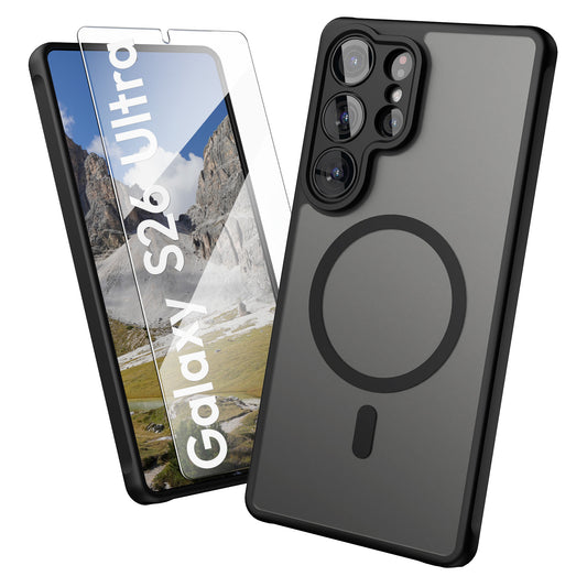 Oakshield Hülle für Samsung Galaxy S26 Ultra Hülle - Handyhülle [kompatibel mit MagSafe] - TPU Schutzhülle [robuster Fallschutz] - Mit [Schutzglas] - Case Schwarz Schwarz  