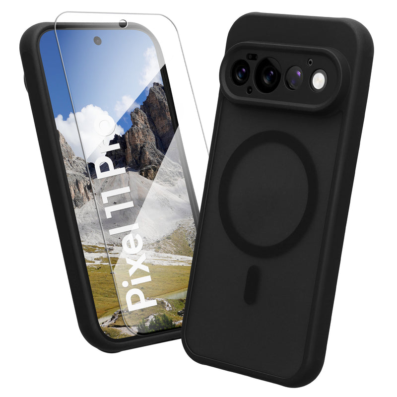 Oakshield Hülle für Google Pixel 11 Pro Hülle - Handyhülle [kompatibel mit MagSafe] - TPU Schutzhülle [robuster Fallschutz] - Mit [Schutzglas] - Case Schwarz Schwarz