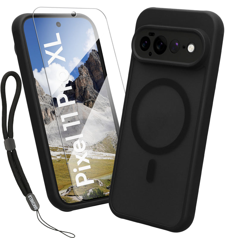 Oakshield Hülle für Google Pixel 11 Pro XL Hülle - Handyhülle [kompatibel mit MagSafe] - TPU Schutzhülle [robuster Fallschutz] - Mit [Schutzglas] - Case Schwarz Schwarz