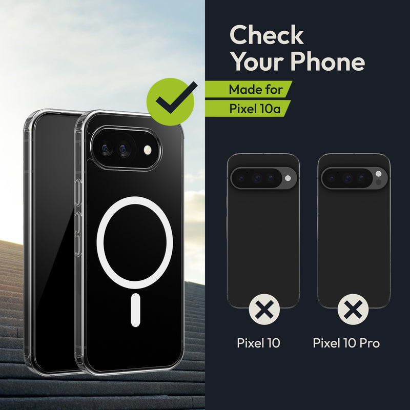 Oakshield Transparent Case für Google Pixel 10a Hülle - Crystal Clear Handyhülle mit Anti-Vergilbung & 9H Glas Displayschutz - kompatibel mit MagSafe - Transparent Weiß Transparent