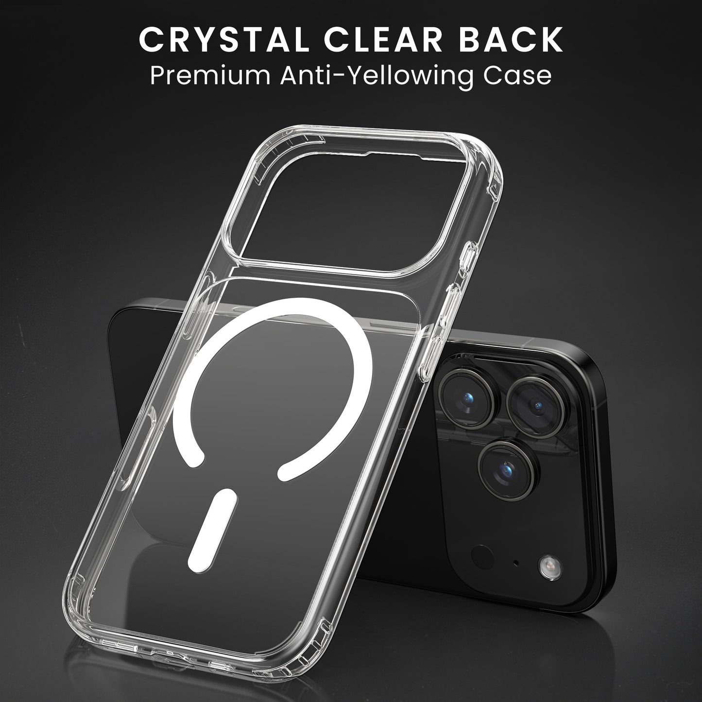 Oakshield Transparent Case für Apple iPhone 17 Pro Max Hülle - Crystal Clear Handyhülle mit Anti-Vergilbung & 9H Glas Displayschutz - kompatibel mit MagSafe - Transparent Weiß Transparent