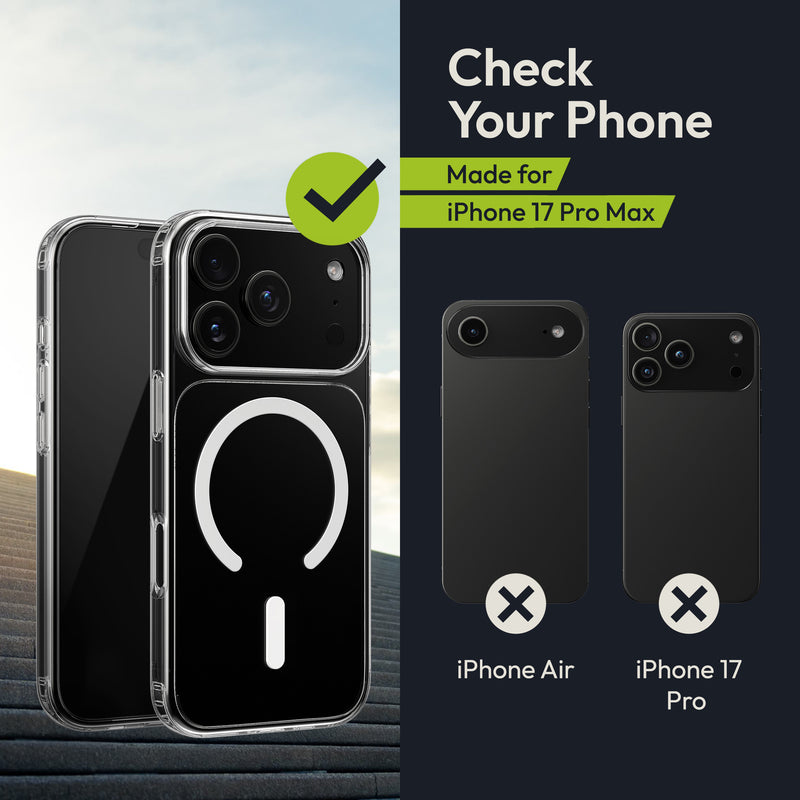 Oakshield Transparent Case für Apple iPhone 17 Pro Max Hülle - Crystal Clear Handyhülle mit Anti-Vergilbung & 9H Glas Displayschutz - kompatibel mit MagSafe - Transparent Weiß Transparent