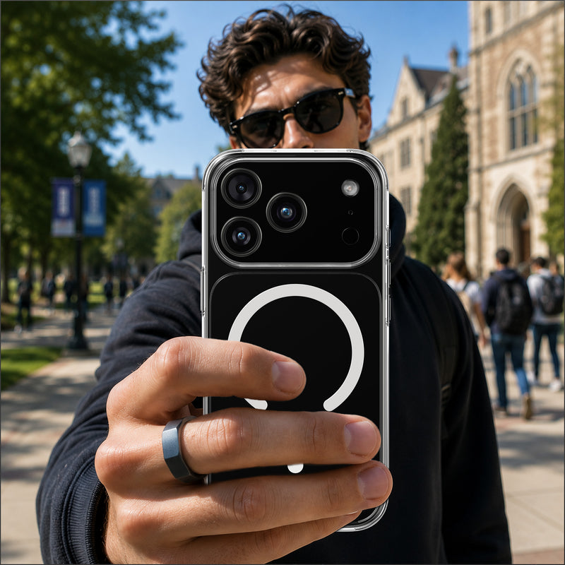 Oakshield Transparent Case für Apple iPhone 17 Pro Hülle - Crystal Clear Handyhülle mit Anti-Vergilbung & 9H Glas Displayschutz - kompatibel mit MagSafe - Transparent Weiß Transparent
