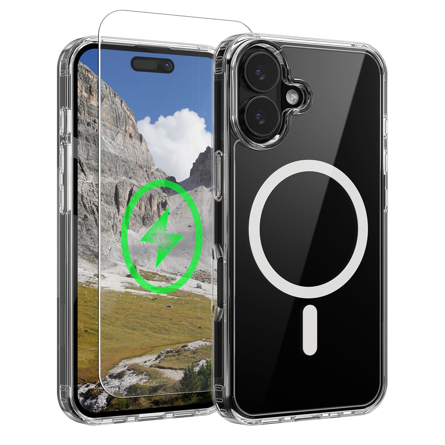 Oakshield Transparent Case für Apple iPhone 17 Hülle - Crystal Clear Handyhülle mit Anti-Vergilbung & 9H Glas Displayschutz - kompatibel mit MagSafe - Transparent Weiß Transparent
