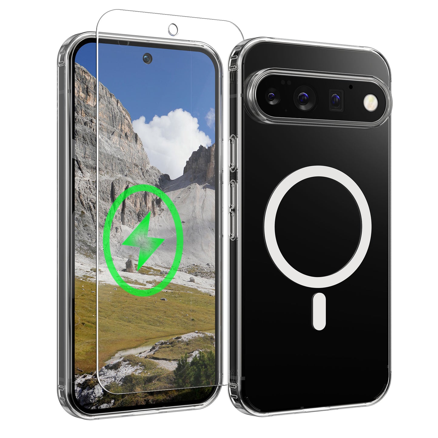 Oakshield Transparent Case für Google Pixel 11 Pro XL / Pixel 10 Pro XL Hülle - Crystal Clear Handyhülle mit Anti-Vergilbung & 9H Glas Displayschutz - kompatibel mit MagSafe - Transparent Weiß Transparent