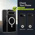 Oakshield Transparent Case für Google Pixel 11 Pro XL / Pixel 10 Pro XL Hülle - Crystal Clear Handyhülle mit Anti-Vergilbung & 9H Glas Displayschutz - kompatibel mit MagSafe - Transparent Weiß Transparent