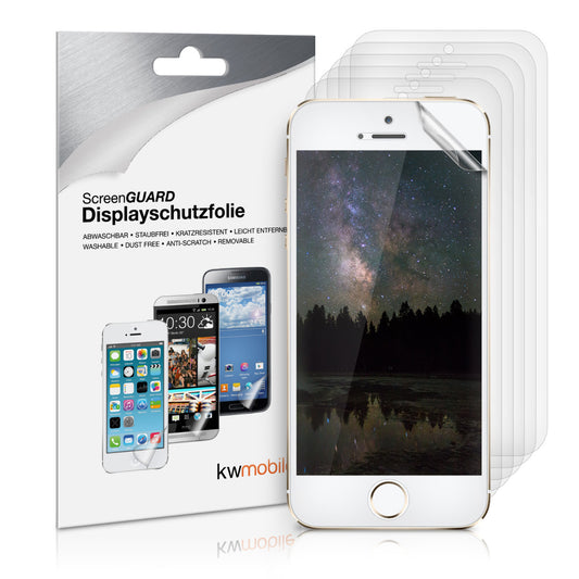 kwmobile 6x Displayschutzfolie kompatibel mit Apple iPhone SE (1.Gen 2016) / iPhone 5 / iPhone 5S Folie - klare Schutzfolien Set in transparent Transparent  