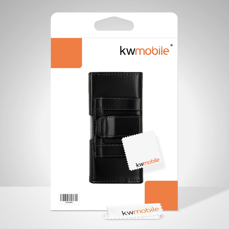 kwmobile Belt Pouch Case for Cell Phones with Belt Clip - 13.2 x 6.5 x 1.3 cm Faux Leather Belt Case with Belt Loop