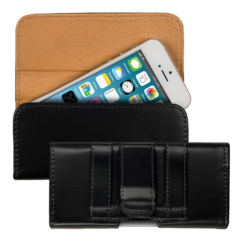 kwmobile Gürteltasche Hülle für Handys mit Gürtelclip - 13,2 x 6,5 x 1,3 cm Kunstleder Gürtel Case mit Gürtelschlaufe Schwarz Schwarz  