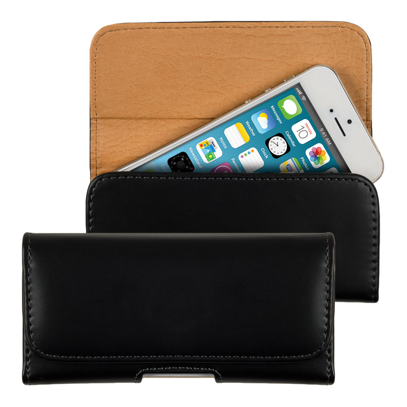 kwmobile Belt Pouch Case for Cell Phones with Belt Clip - 13.2 x 6.5 x 1.3 cm Faux Leather Belt Case with Belt Loop