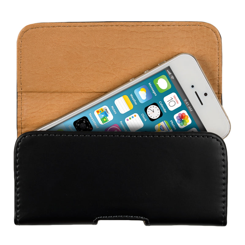 kwmobile Belt Pouch Case for Cell Phones with Belt Clip - 13.2 x 6.5 x 1.3 cm Faux Leather Belt Case with Belt Loop