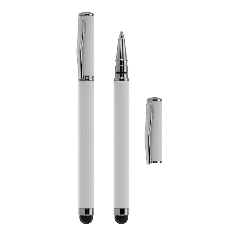 kwmobile Simple and elegant 2 in 1 stylus pen with ballpoint pen for all common smartphones and tablets with touchscreens in WHITE