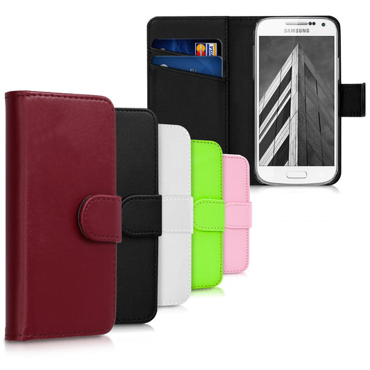 kwmobile Hülle kompatibel mit Samsung Galaxy S4 Mini - Kunstleder Handyhülle mit Kartenfächern - in Schwarz Schwarz  