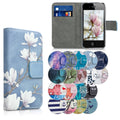 kwmobile Wallet Case kompatibel mit Apple iPhone 4 / 4S Hülle - Cover mit Ständer und Kartenfächern - Magnolien Taupe Weiß Blaugrau Taupe  [dsg12]
