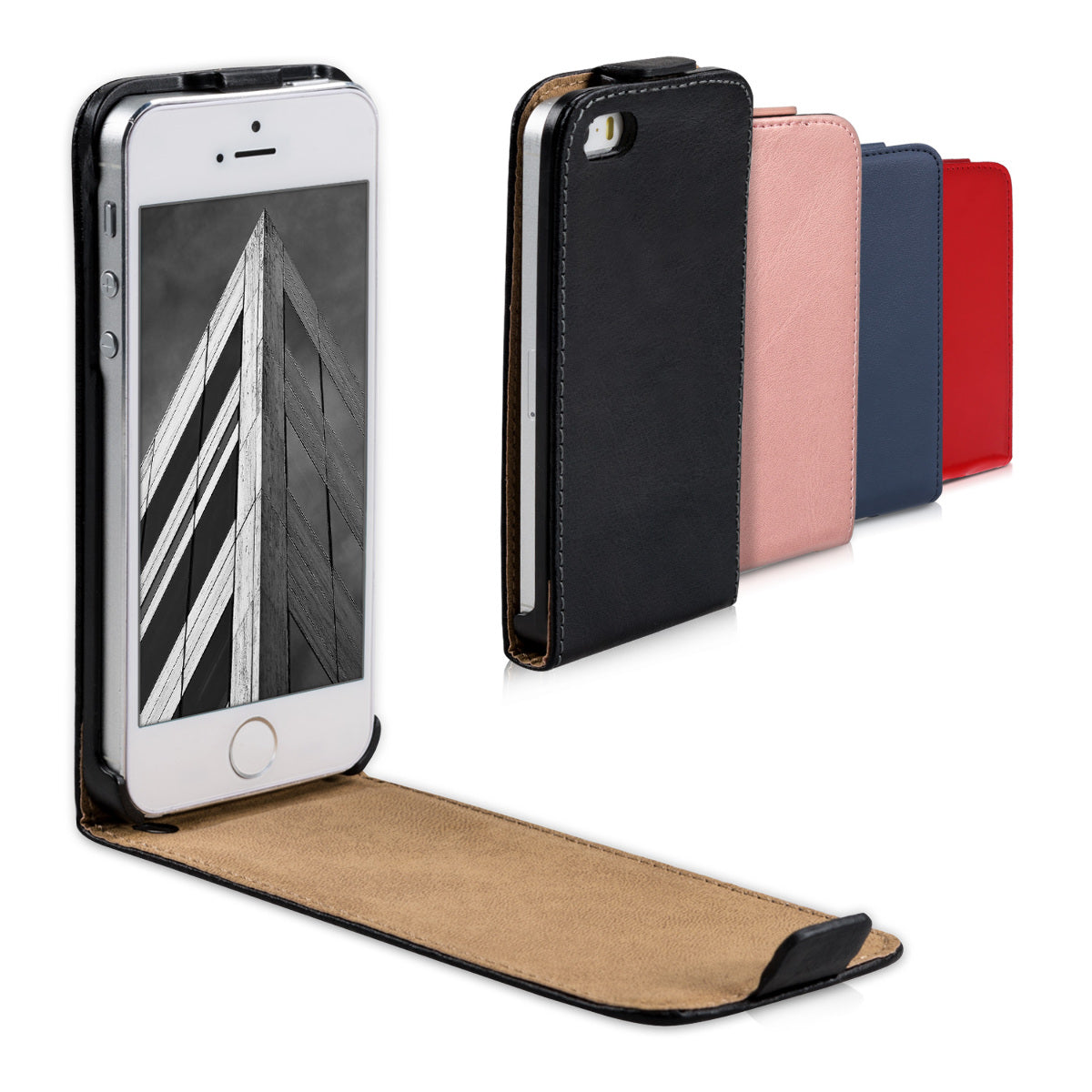 kwmobile Protective Case compatible with Apple iPhone SE (1st Gen 2016) / iPhone 5 / iPhone 5S - Phone Cover - Flip Case