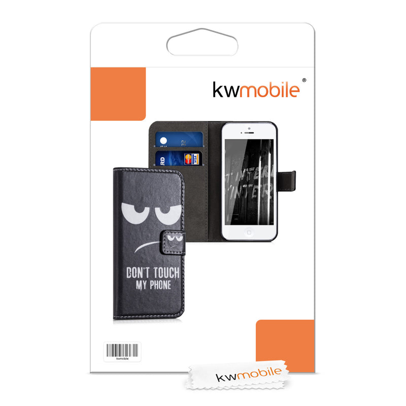 kwmobile Wallet Case Compatible with Apple iPhone SE (1st Gen 2016) / iPhone 5 / iPhone 5S Case - Cover with Stand and Card Slots - Vines Butterfly
