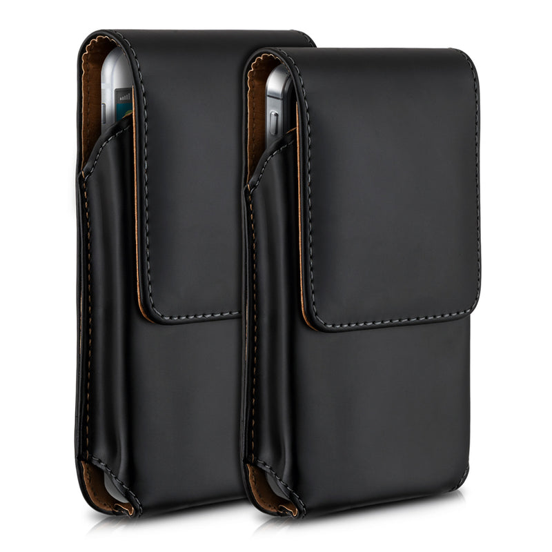 kwmobile Gürteltasche Hülle für Handys mit Gürtelclip - 13,5 x 6,9 cm Kunstleder Gürtel Case mit Gürtelschlaufe Schwarz Schwarz L 