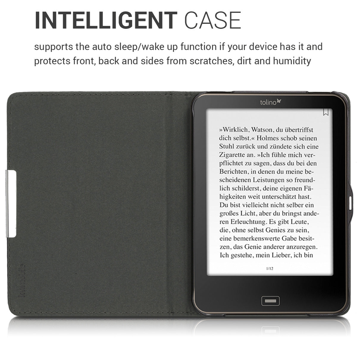 kwmobile Case for Tolino Vision 1 / 2 / 3 / 4 HD - eReader Flip Case with Auto Sleep Function
