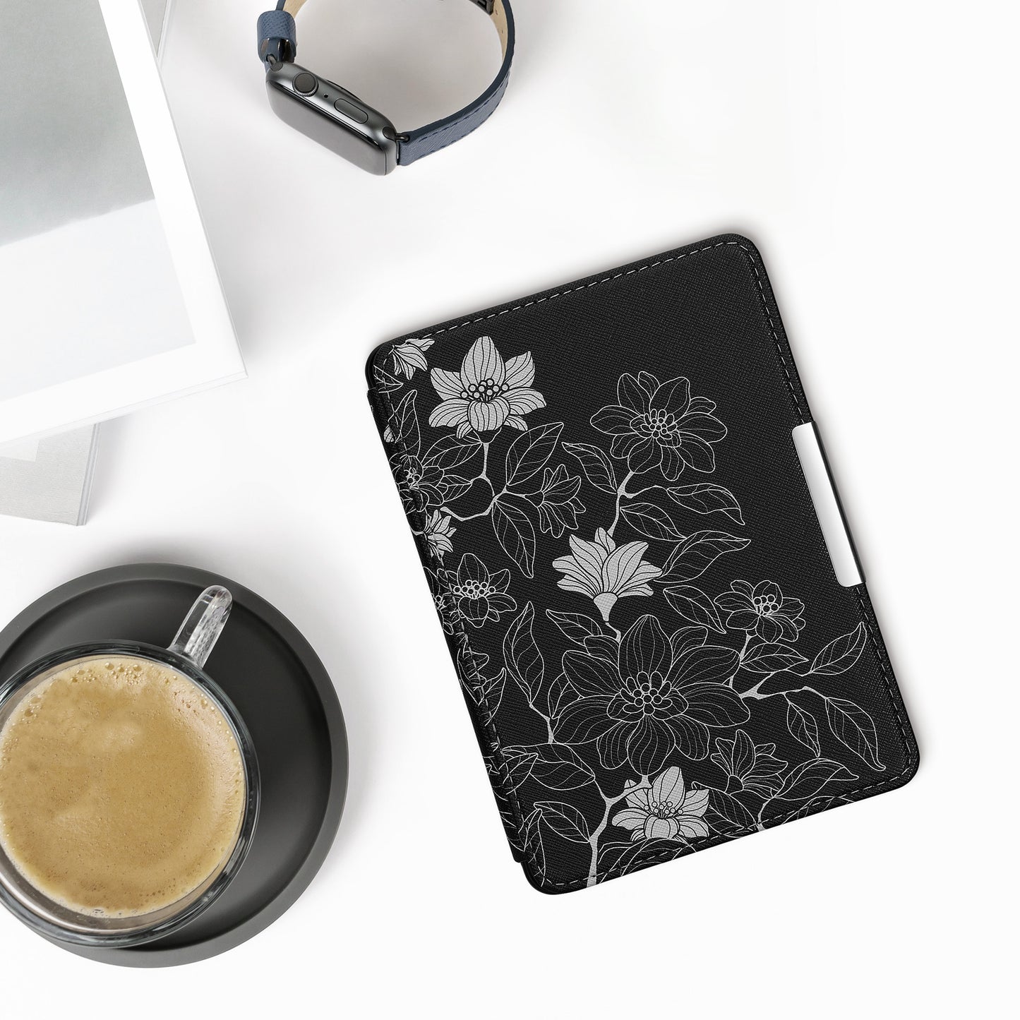 kwmobile Protective Case for Amazon Kindle Paperwhite Cover - eReader Flip Case with Auto Sleep Function - Galaxy Tree Meadow
