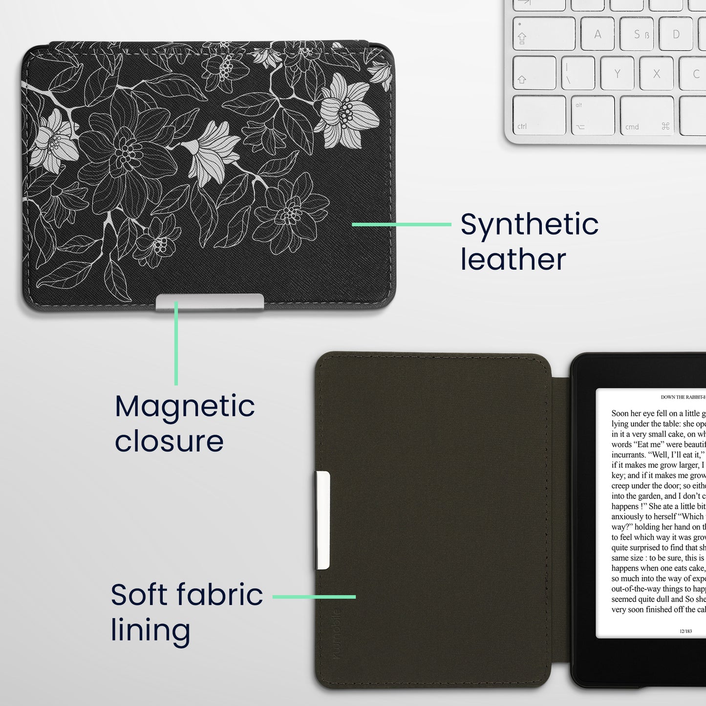 kwmobile Protective Case for Amazon Kindle Paperwhite Cover - eReader Flip Case with Auto Sleep Function - Galaxy Tree Meadow