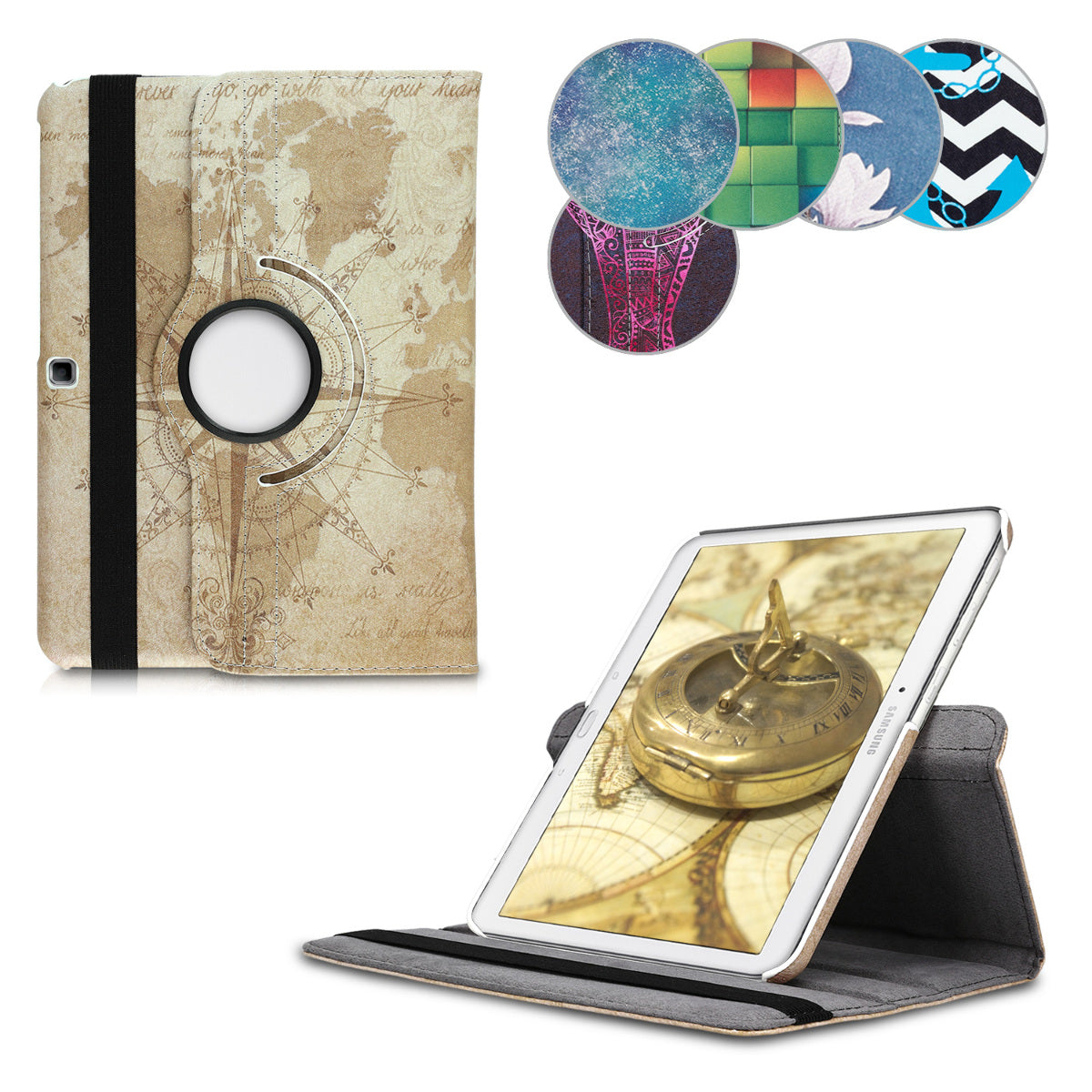 kwmobile Schutzhülle kompatibel mit Samsung Galaxy Tab 4 10.1 T530 / T535 - Hülle 360° - Tablet Cover Case - Regenbogen Würfel Mehrfarbig Grün Blau Mehrfarbig  [dsg02]