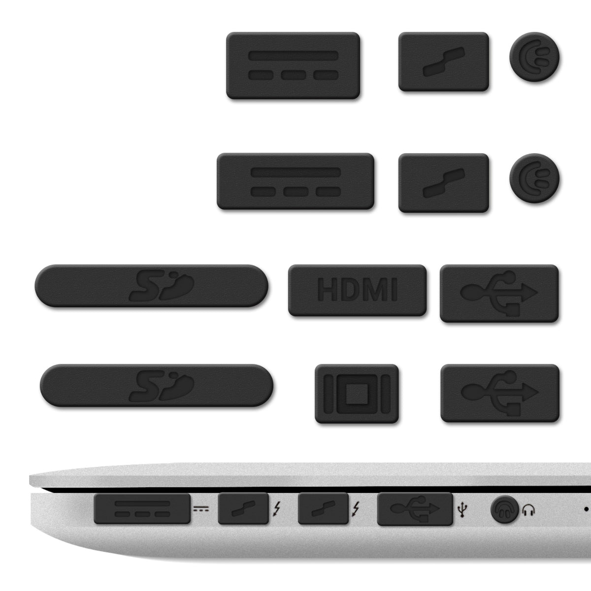 kwmobile Dust Protection compatible with Apple MacBook Pro 13" 15" Retina / Air 11" 13" (mid-2011 to mid-2016) - Port Plugs Dust Plug