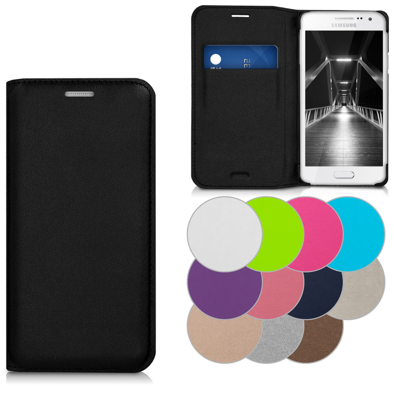 kwmobile Hülle kompatibel mit Samsung Galaxy A3 (2015) - Handy Case Handyhülle - Schutzhülle Klapphülle in Schwarz Schwarz  