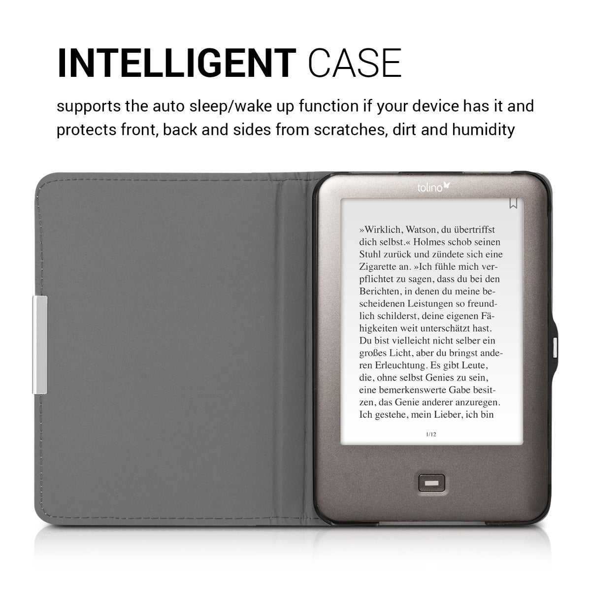 kwmobile Case for Tolino Shine (2013) - eReader Flip Case with Auto Sleep Function