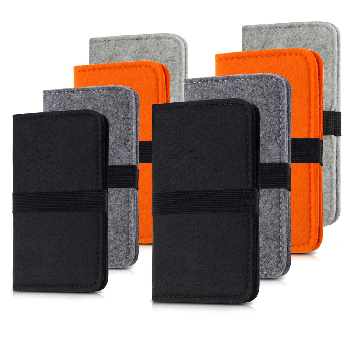 kwmobile Filz Tasche für Smartphones - mit Gummiband - Handy Filztasche Schutztasche in Grau - 16,0 x 8,0 cm Innenmaße Grau M 