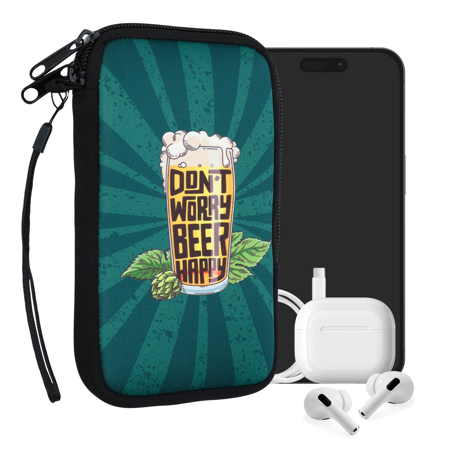 kwmobile Smartphone Pouch - Phone Bag Case Cover Protective Sleeve - Birds Branch - 15.2 x 8.3 cm Inner Dimensions