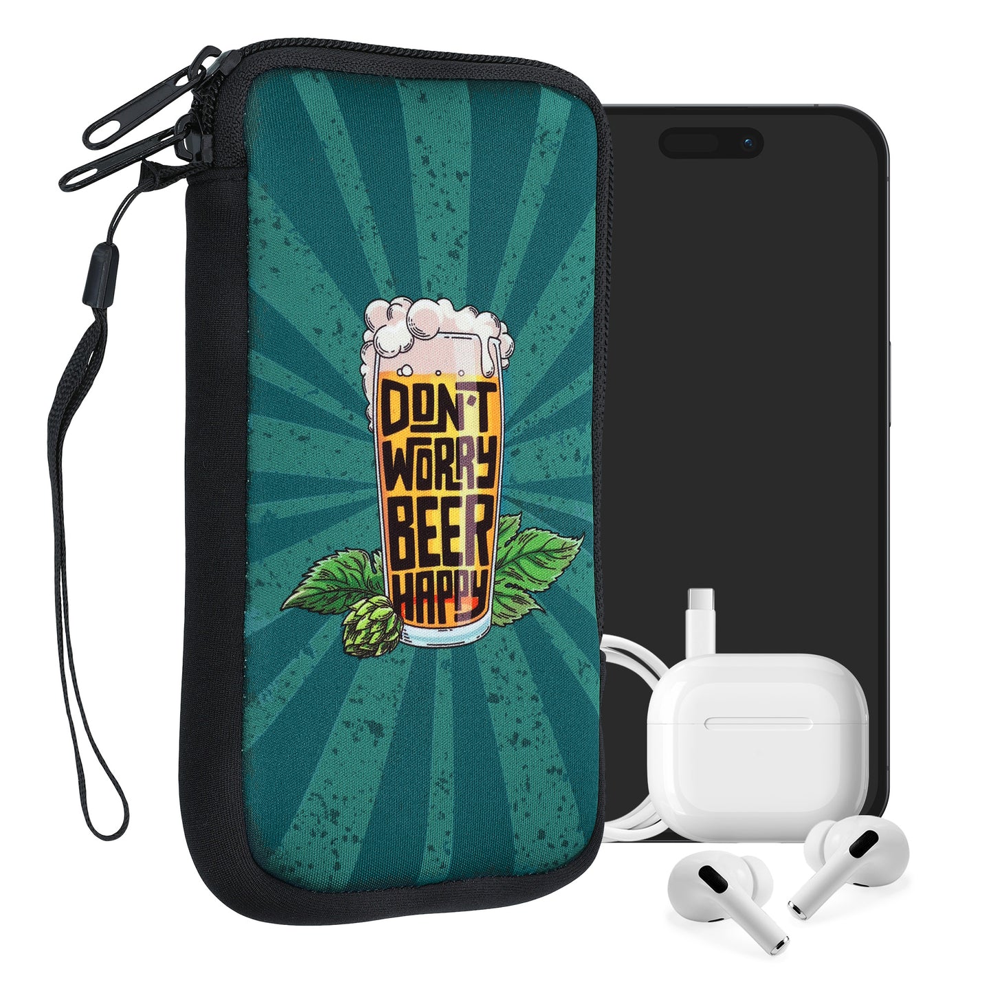 kwmobile Smartphone Pouch - Phone Bag Case Cover Protective Sleeve - Birds Branch - 15.2 x 8.3 cm Inner Dimensions
