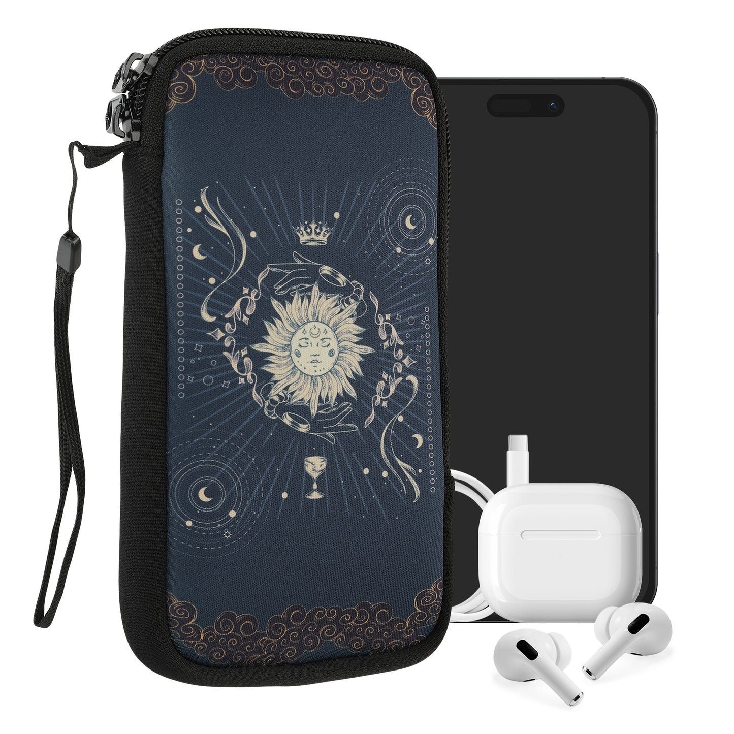 kwmobile Smartphone Pouch - Phone Bag Case Cover Protective Sleeve - Birds Branch - 15.2 x 8.3 cm Inner Dimensions