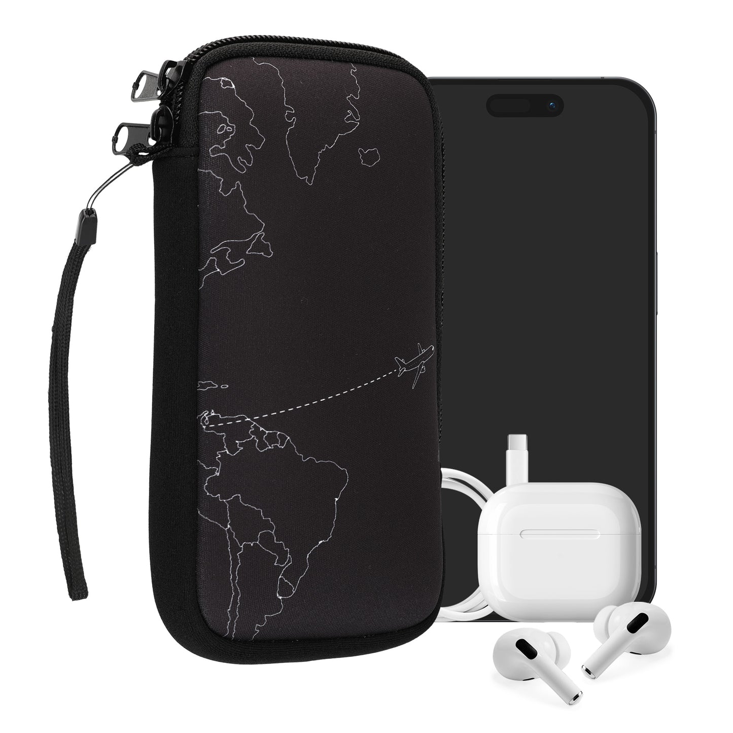 kwmobile Smartphone Pouch - Phone Bag Case Cover Protective Sleeve - Birds Branch - 15.2 x 8.3 cm Inner Dimensions