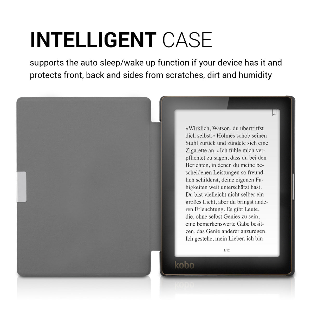 kwmobile Protective Case for Kobo Aura Edition 1 Cover - eReader Flip Case with Auto Sleep Function