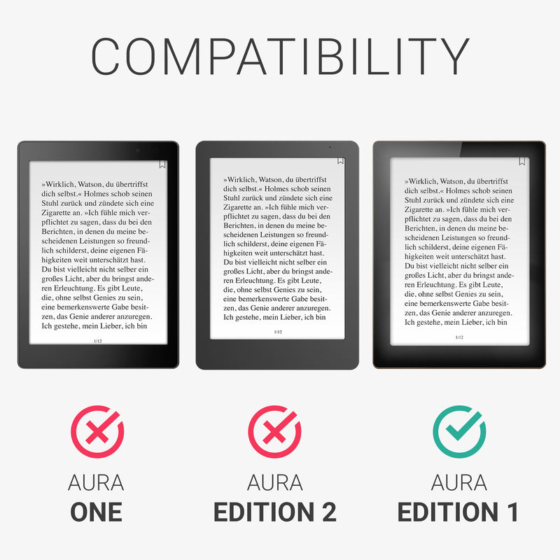 kwmobile Protective Case for Kobo Aura Edition 1 Cover - eReader Flip Case with Auto Sleep Function