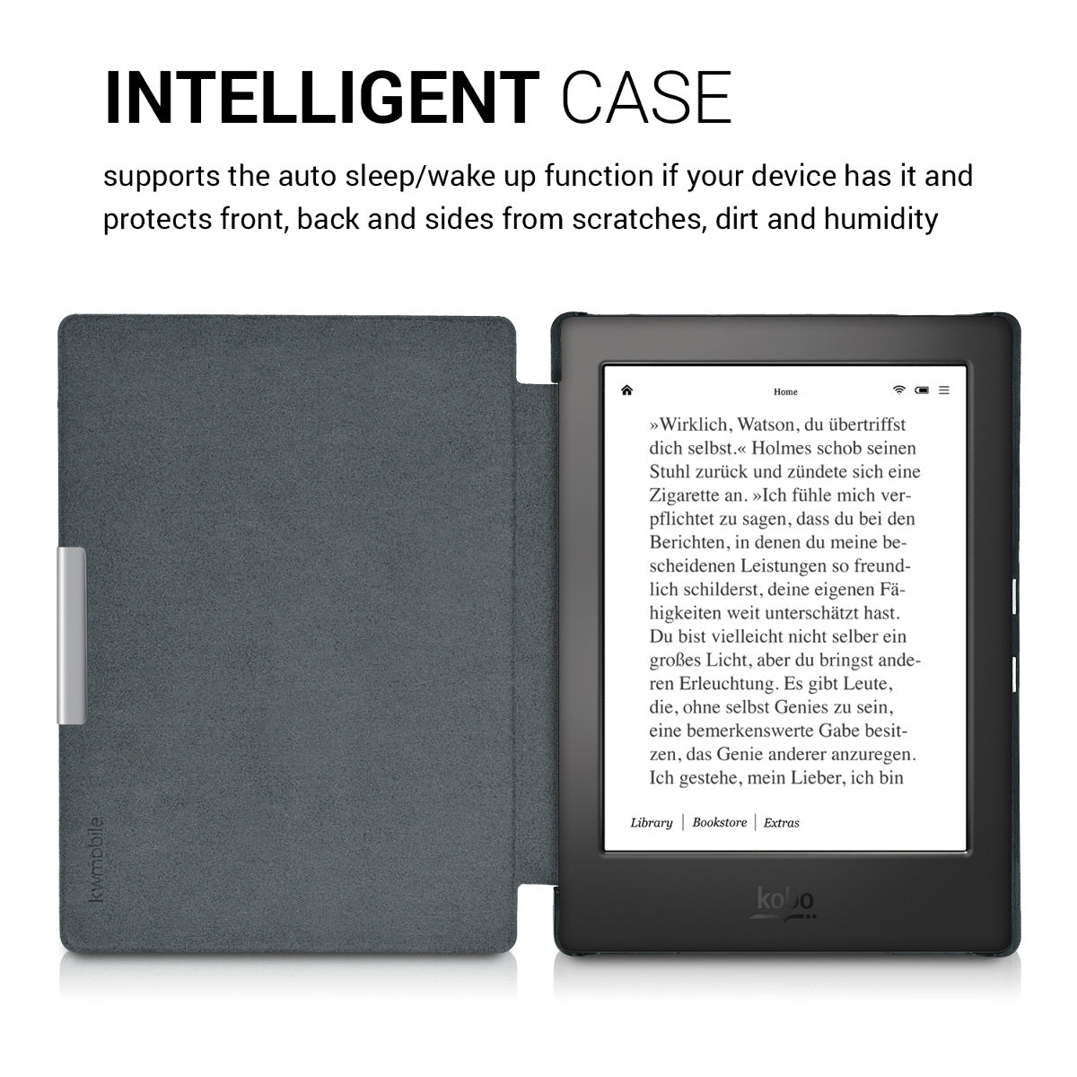 kwmobile Protective Case for Kobo Aura H2O Edition 1 - eReader Flip Case with Auto Sleep Function