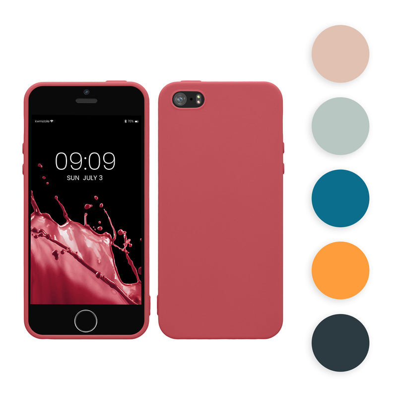 kwmobile Hülle kompatibel mit Apple iPhone SE (1.Gen 2016) / iPhone 5 / iPhone 5S Hülle - weiches TPU Silikon Case - Cover geeignet für kabelloses Laden - Dark Rose Dark Rose  