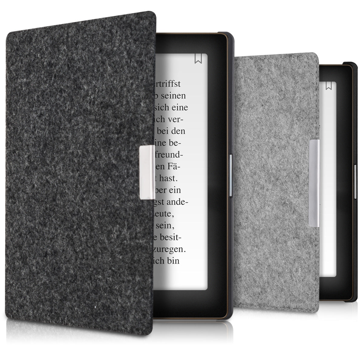 kwmobile Hülle kompatibel mit Kobo Aura Edition 1 - Filz Stoff eReader Schutzhülle Cover Case - Dunkelgrau Dunkelgrau  