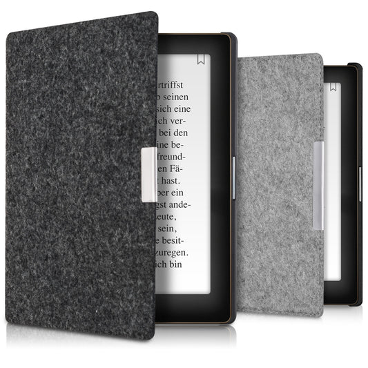kwmobile Hülle kompatibel mit Kobo Aura Edition 1 - Filz Stoff eReader Schutzhülle Cover Case - Dunkelgrau Dunkelgrau  