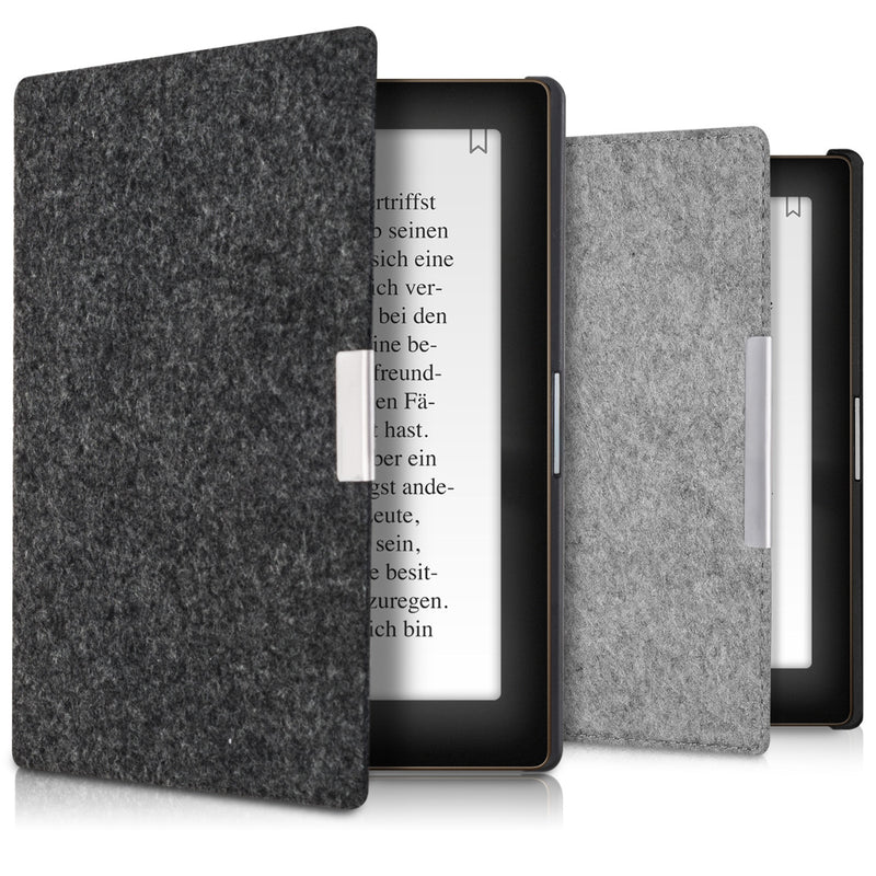 kwmobile Hülle kompatibel mit Kobo Aura Edition 1 - Filz Stoff eReader Schutzhülle Cover Case - Dunkelgrau Dunkelgrau  