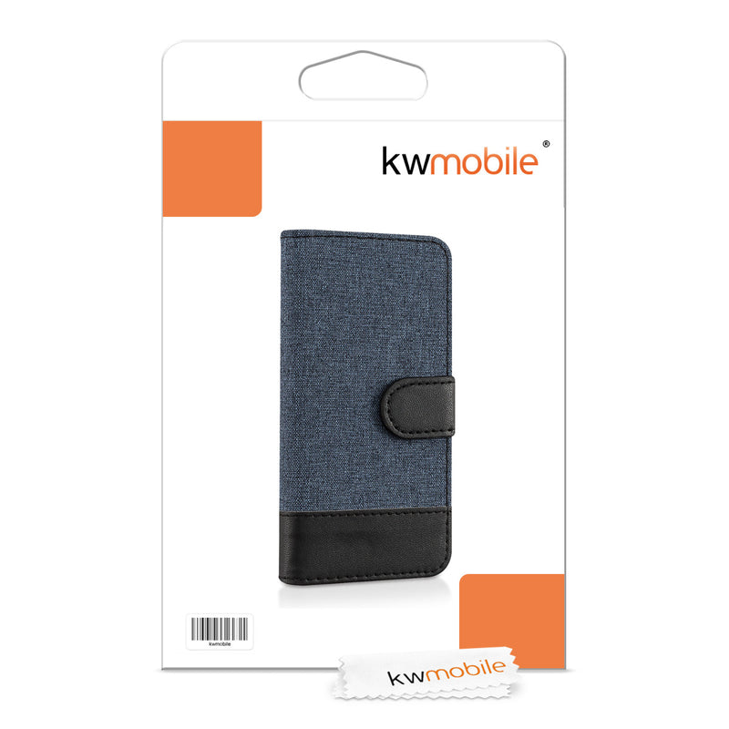 kwmobile Wallet Case compatible with Apple iPhone SE (1st Gen 2016) / iPhone 5 / iPhone 5S - Stand Case - Phone Cover Card Slots Black