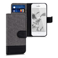 kwmobile Wallet Case compatible with Apple iPhone SE (1st Gen 2016) / iPhone 5 / iPhone 5S - Stand Case - Phone Cover Card Slots Black