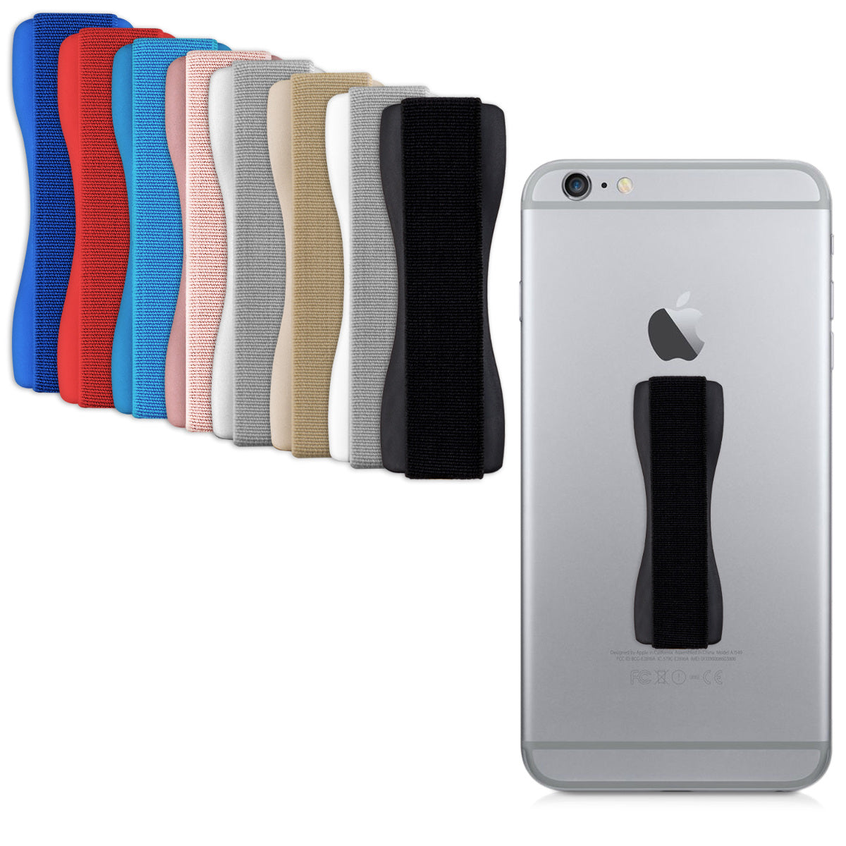 kwmobile Smartphone Finger Grip Holder - Self-Adhesive Phone Finger Holder - Compatible with iPhone Samsung Sony Phones