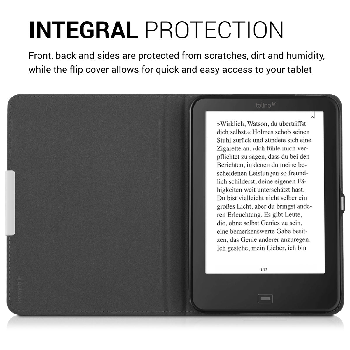 kwmobile Flip Case compatible with Tolino Shine 2 HD Case - eReader Case made of Faux Leather - Cover