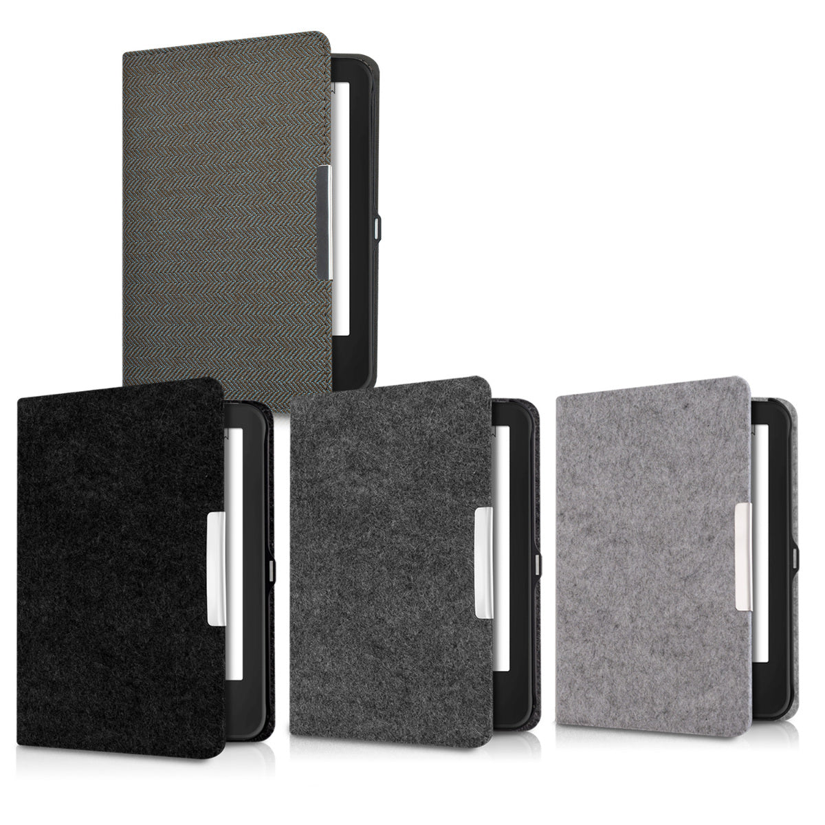 kwmobile Hülle kompatibel mit Tolino Shine 2 HD - Filz Stoff eReader Schutzhülle Cover Case - Dunkelgrau Dunkelgrau  