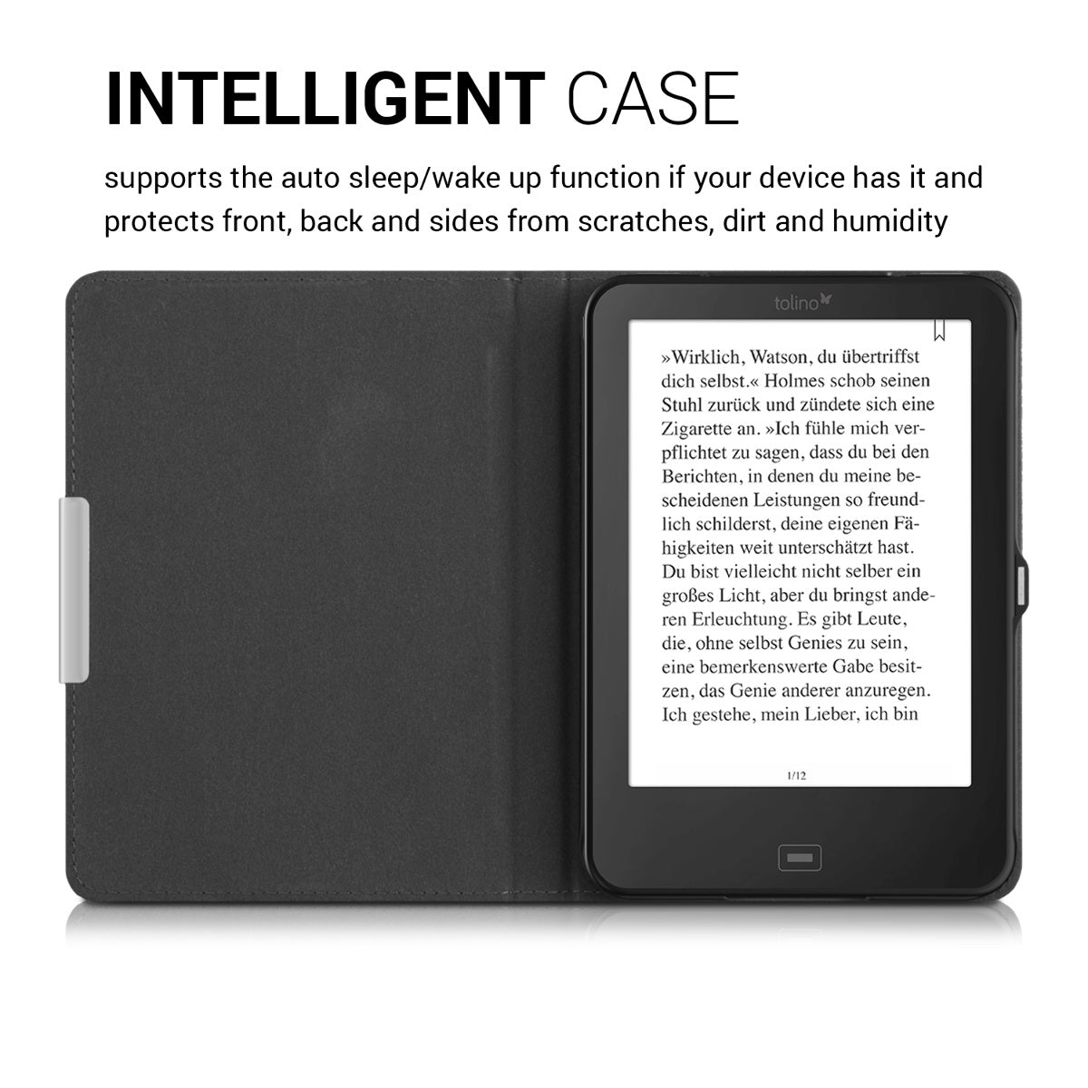 kwmobile Protective Case for Tolino Shine 2 HD Cover - eReader Flip Case with Auto Sleep Function