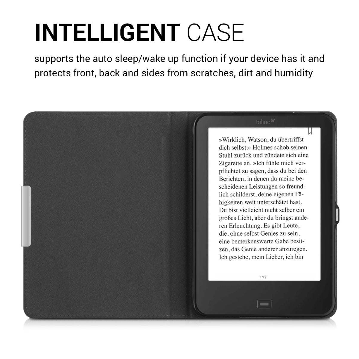 kwmobile Case for Tolino Shine 2 HD Cover - eReader Flip Case with Auto Sleep Function - Vines Butterfly