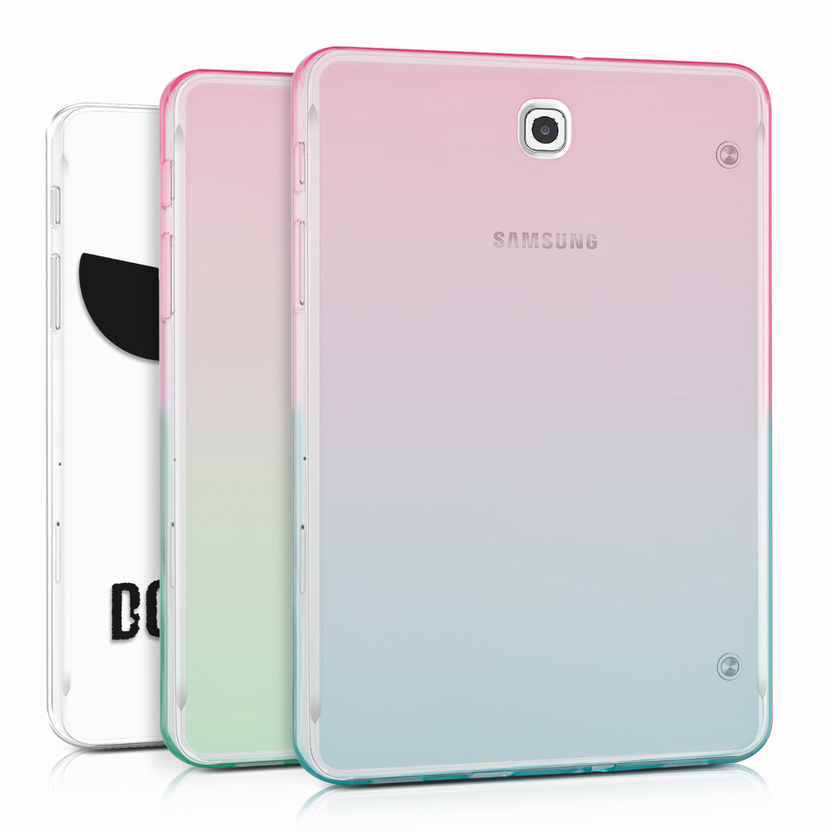 kwmobile Schutzhülle kompatibel mit Samsung Galaxy Tab S2 8.0 - Hülle Silikon - Tablet Cover Case - Zwei Farben Pink Blau Transparent Pink  [dsg01]